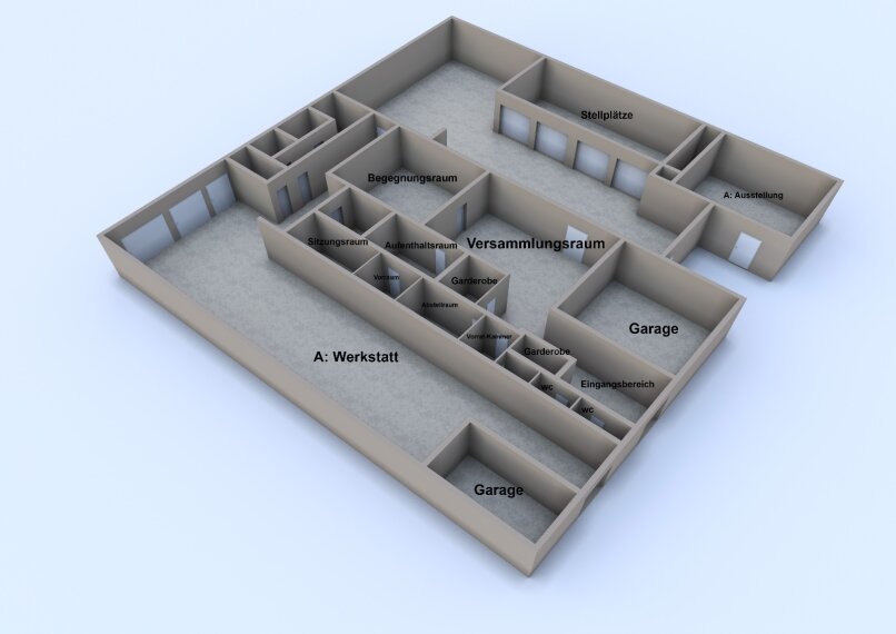 Plan Grundriss für 3 Hallen 